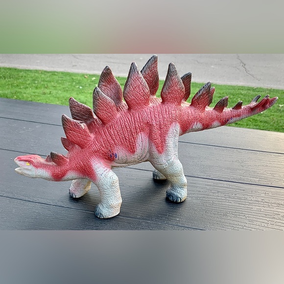 Vintage Large Rubber Plastic Realistic Pneumatic STEGOSAURUS Toy Dinosaur - Picture 3 of 16